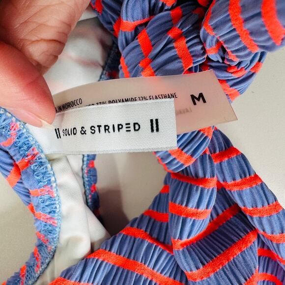Solid & Striped Lilac & Orange Striped Front Tie Bikini 2 Piece Bathing Suit M - Picture 9 of 12